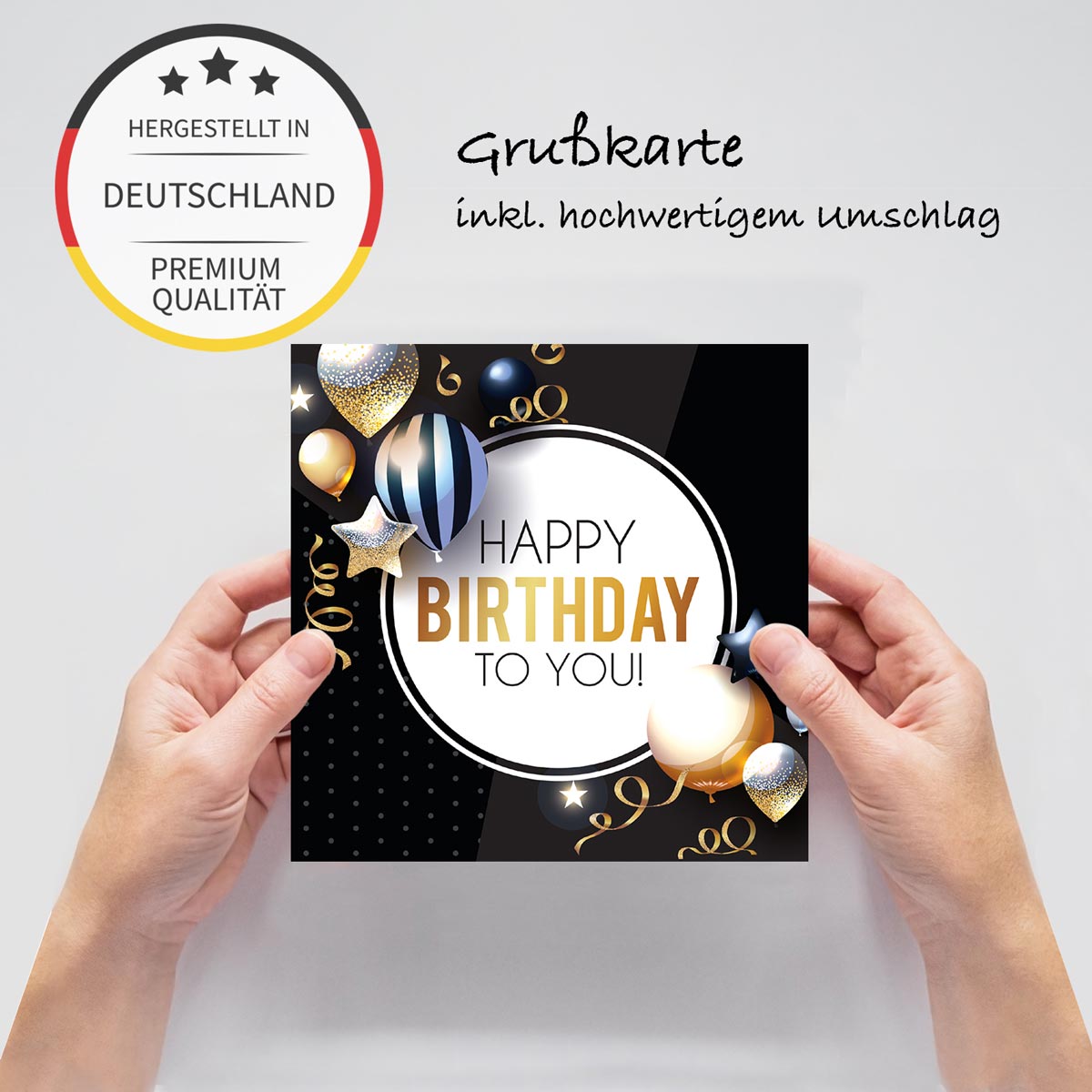 1 Premium Geburtstagskarte Happy Birthday 18x12cm mit Umschlag