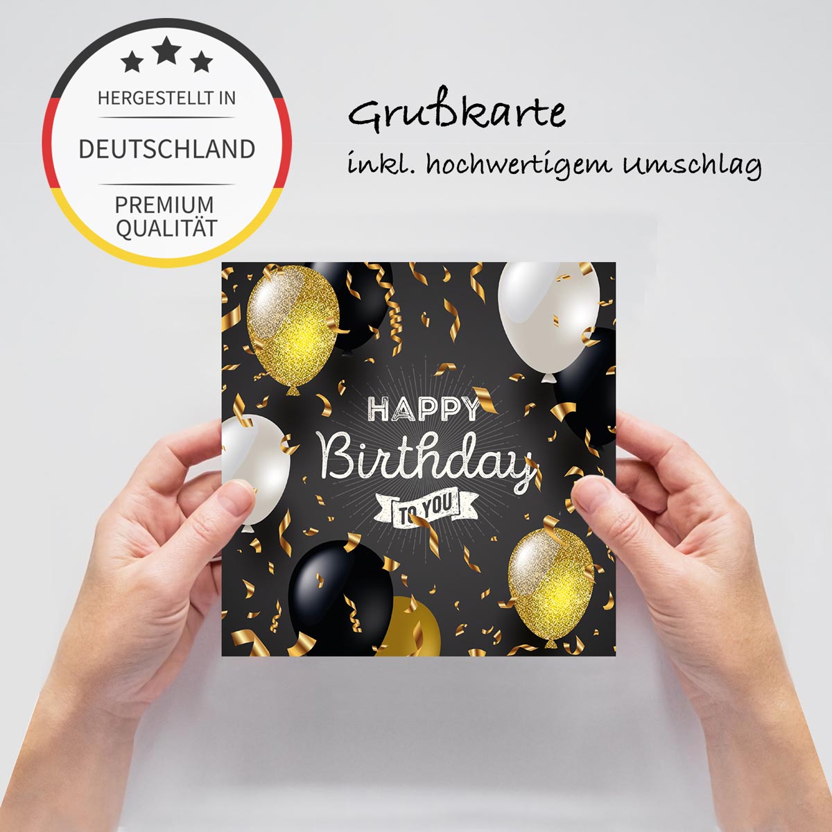 4 Premium Geburtstagskarte Happy Birthday 18x12cm mit Umschlag