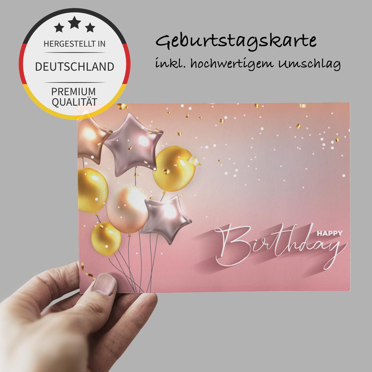 4 Premium Geburtstagskarte Happy Birthday 18x12cm mit Umschlag