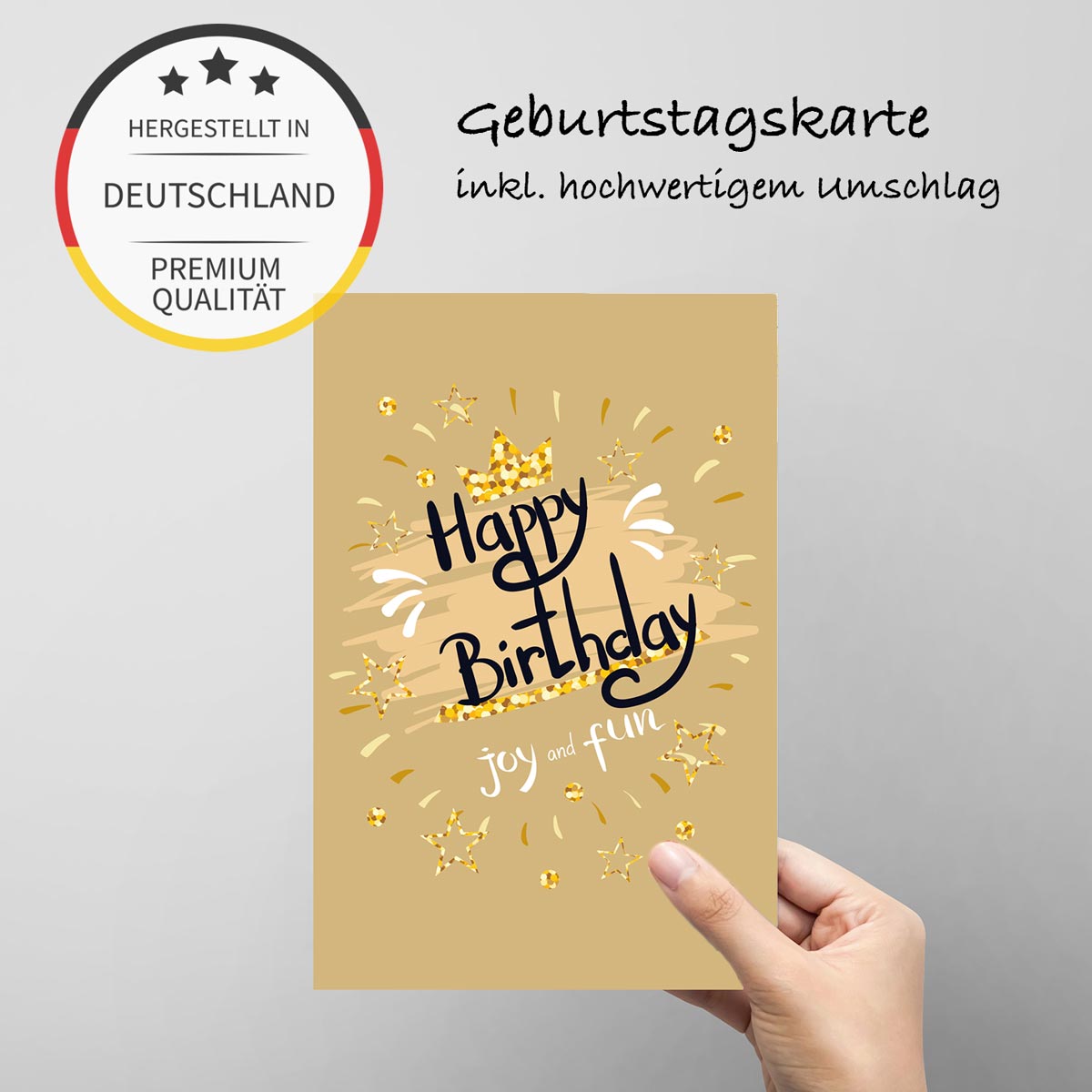 4 Premium Geburtstagskarten happy birthday 18x12cm + 4 Kuverts Geburtstag Karten