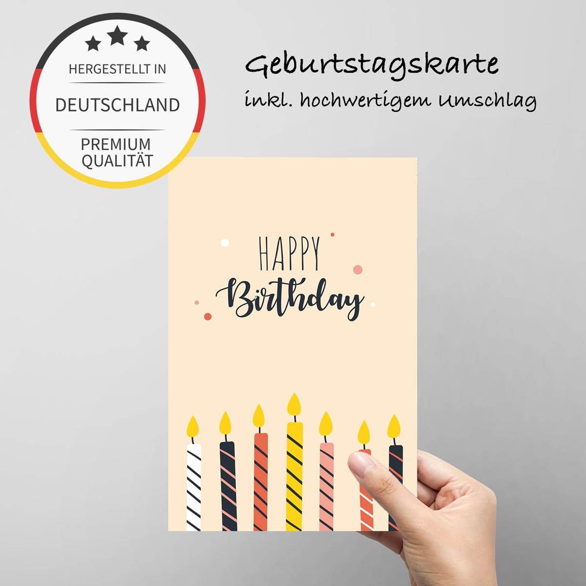 4 Premium Geburtstagskarten Happy Birthday 18x12cm + 4 Kuverts Geburtstag Karten