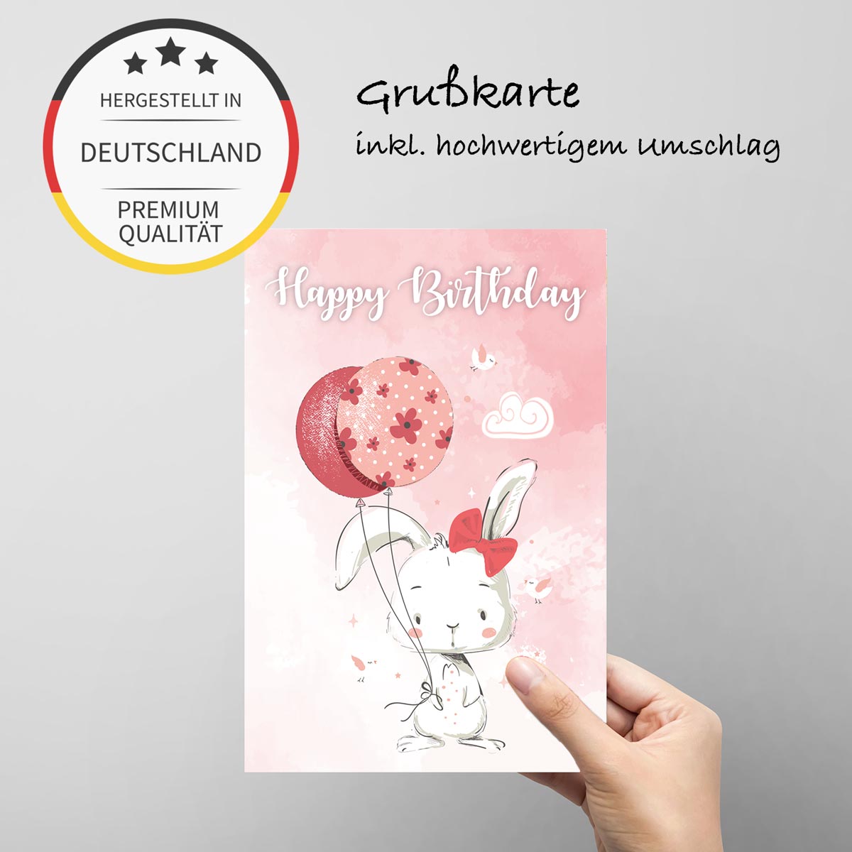 1 Premium Geburtstagskarte Happy Birthday 18x12cm mit Umschlag