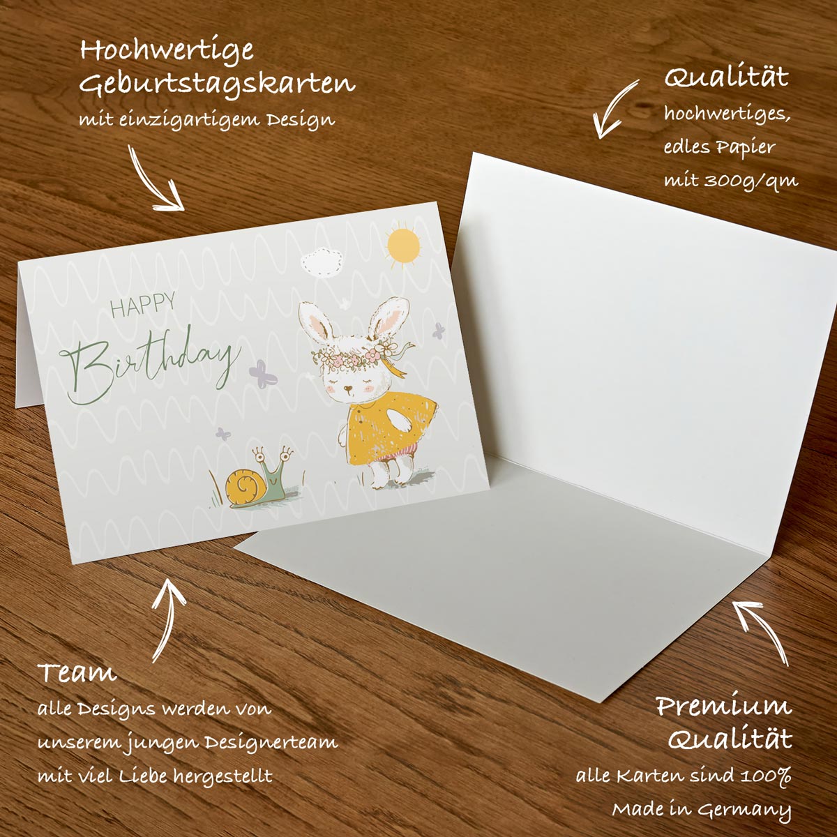 1 Premium Geburtstagskarte Happy Birthday 18x12cm mit Umschlag