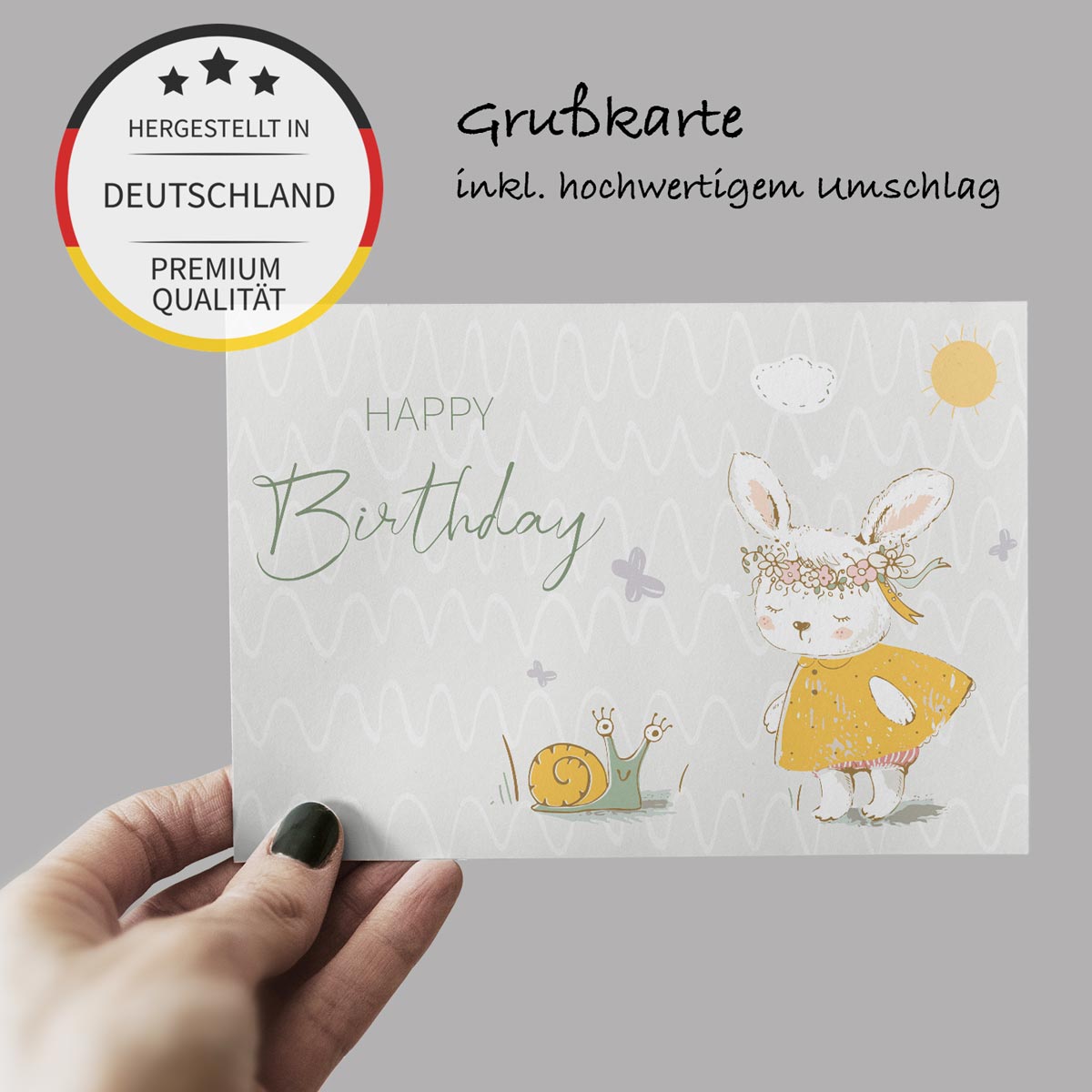 1 Premium Geburtstagskarte Happy Birthday 18x12cm mit Umschlag