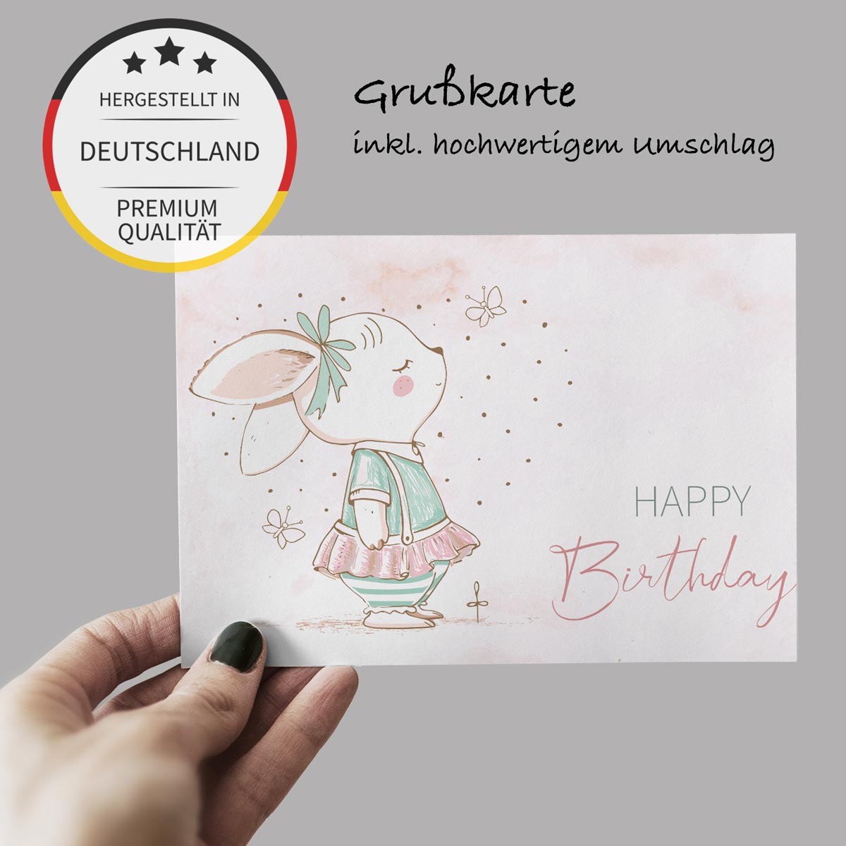 1 Premium Geburtstagskarte Happy Birthday 18x12cm mit Umschlag