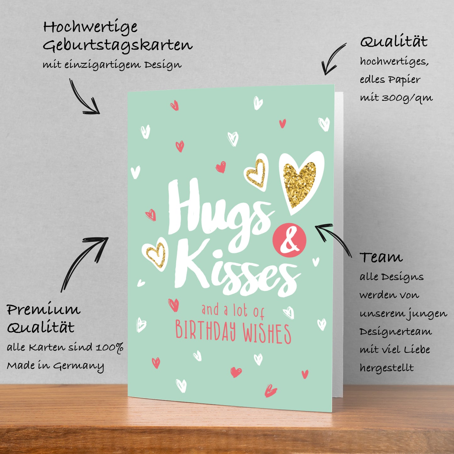 1 Premium Geburtstagskarte Happy Birthday 18x12cm mit Umschlag
