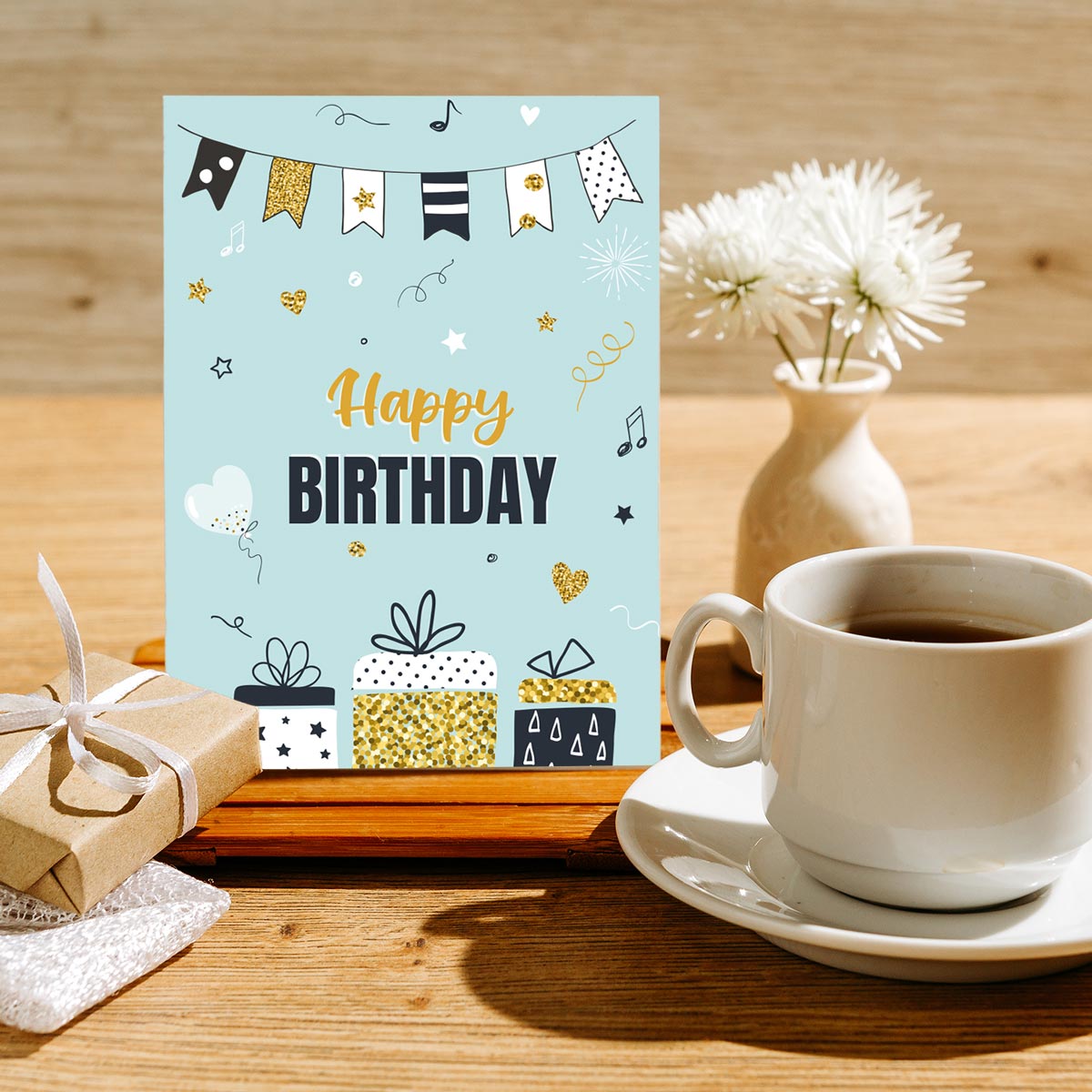 1 Premium Geburtstagskarte Happy Birthday 18x12cm mit Umschlag