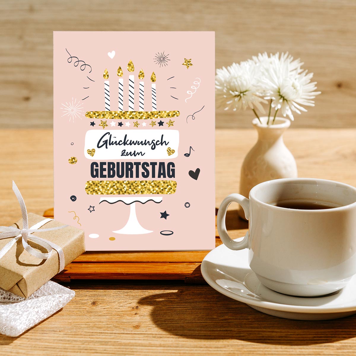 1 Premium Geburtstagskarte Happy Birthday 18x12cm mit Umschlag