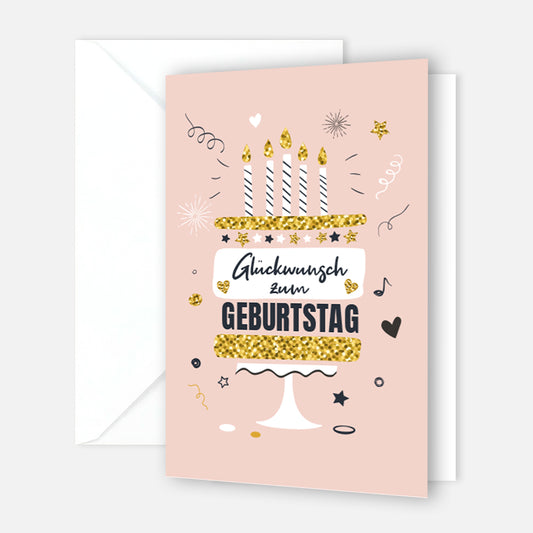 1 Premium Geburtstagskarte Happy Birthday 18x12cm mit Umschlag