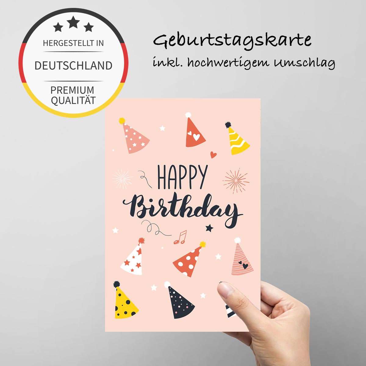 4 Premium Geburtstagskarten happy birthday 18x12cm + 4 Kuverts Geburtstag Karten