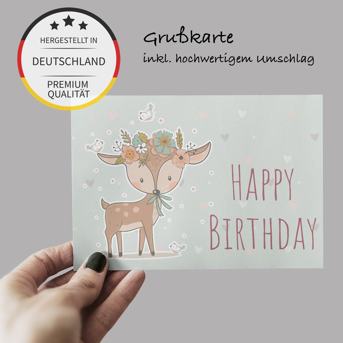 1 Premium Geburtstagskarte Happy Birthday 18x12cm mit Umschlag