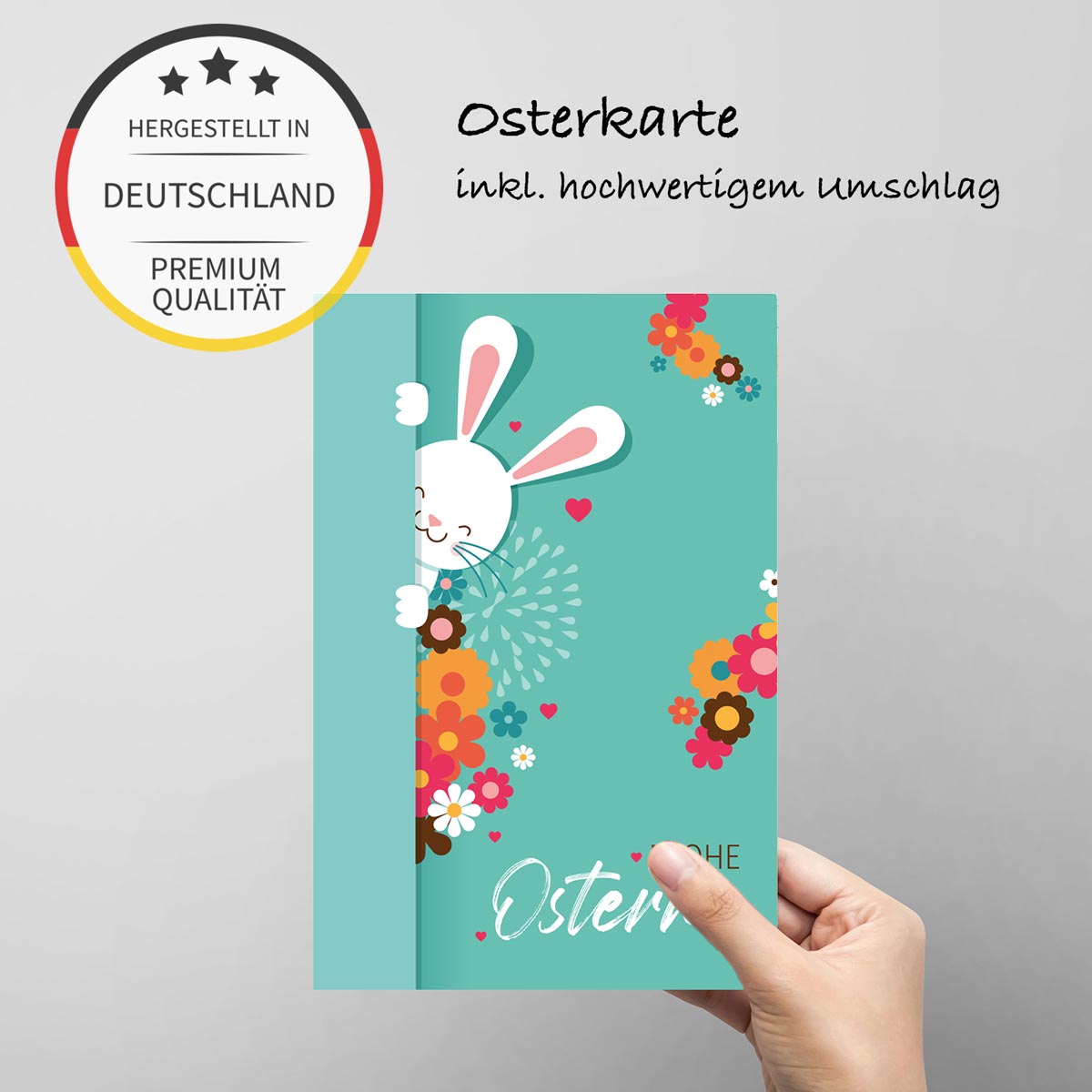 6 Premium Osterkarte Grußkarten Ostern Klappkarte mit Umschlag 12x18cm Karten