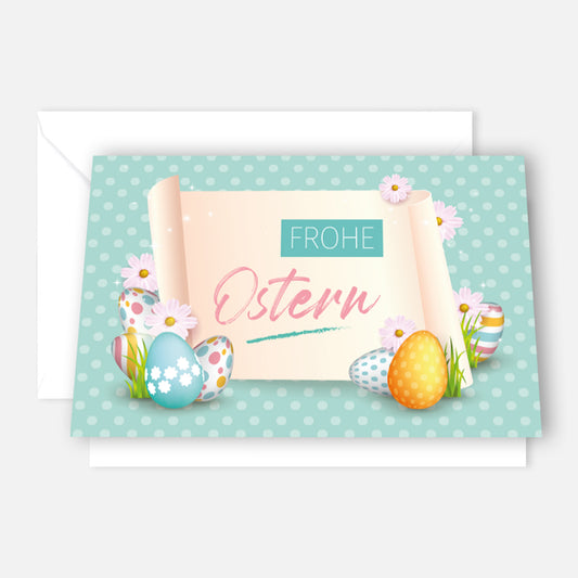 6 Premium Osterkarte Grußkarten Ostern Klappkarte mit 6 Umschläge 12x18cm Karten