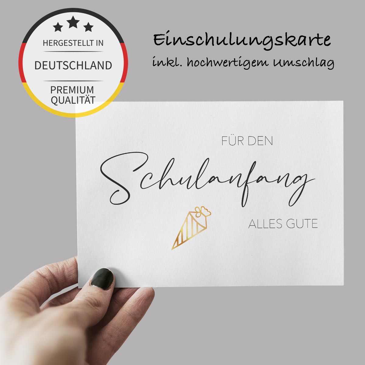 1 wunderschöne Grußkarte zum Schulanfang, Schulkind, mit 1 Kuvert