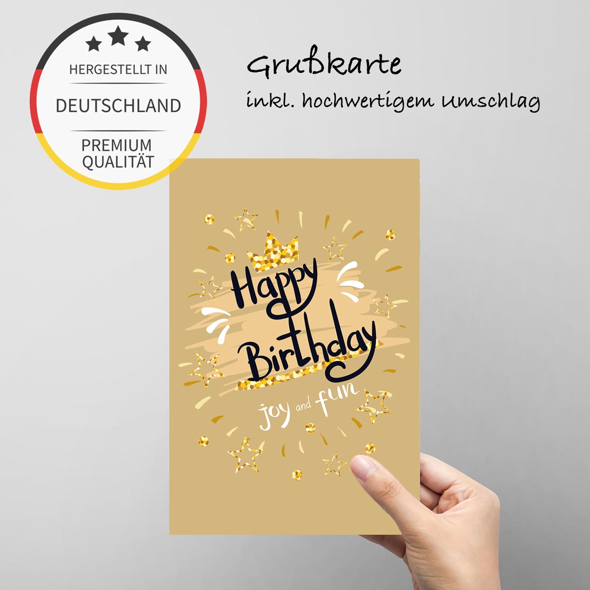 1 Premium Geburtstagskarte Happy Birthday 18x12cm mit Umschlag