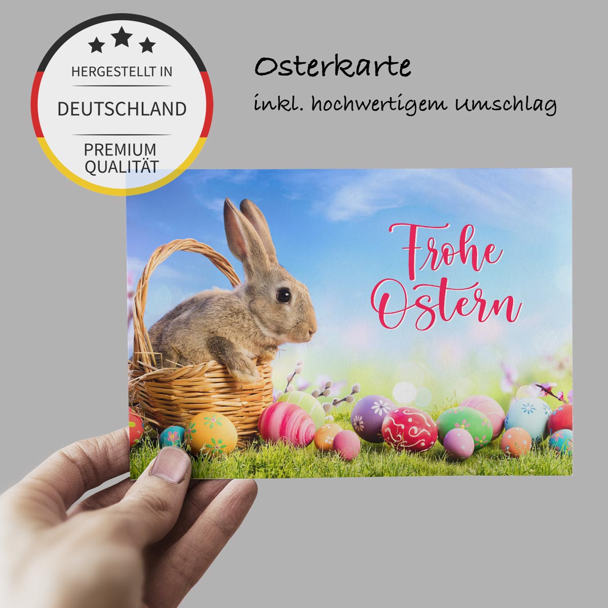 5 Osterkarten Grußkarte Karte Klappkarte zu Ostern 12x18cm mit 5 weiße Kuverts