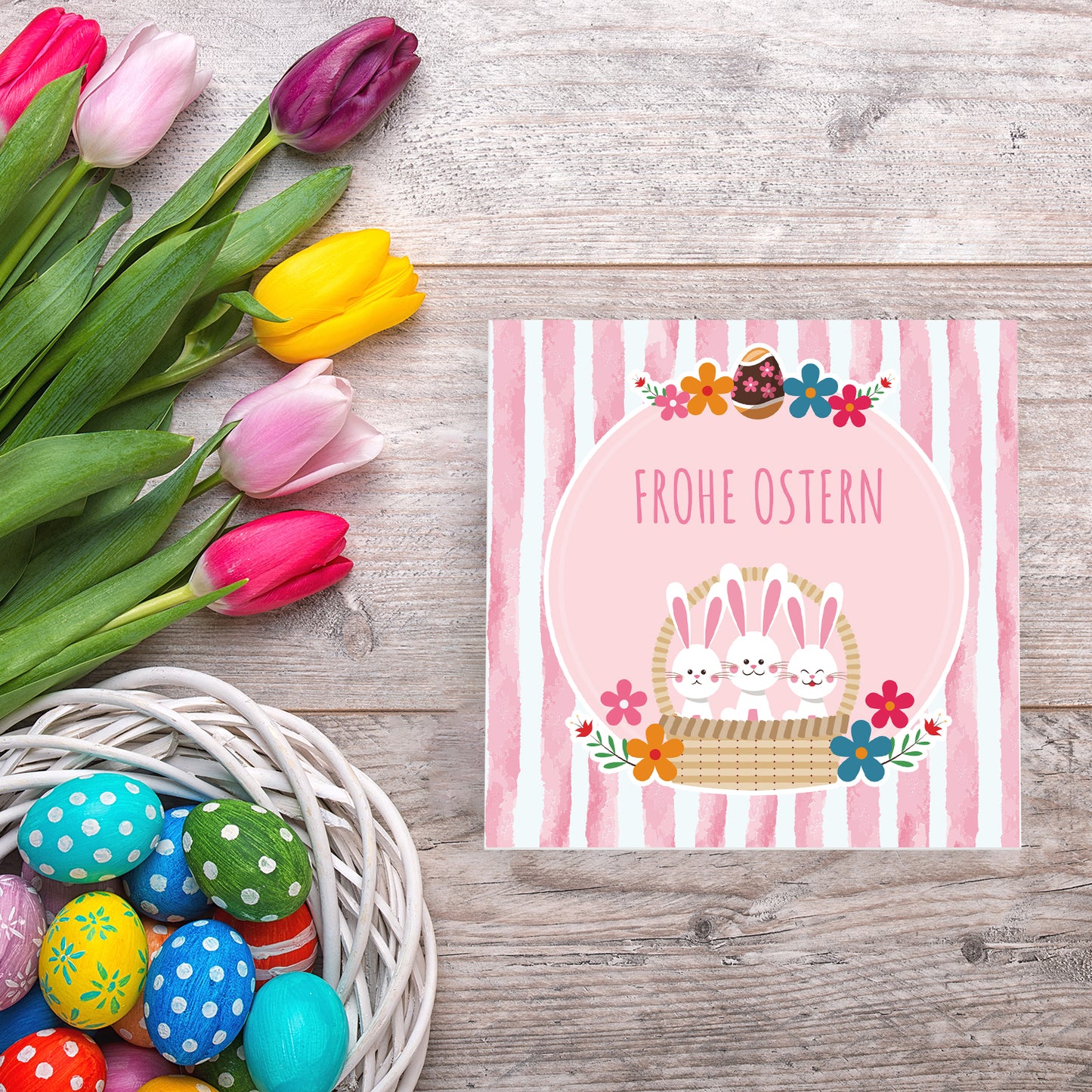 4 Premium Osterkarten Grußkarten Ostern Klappkarten mit Umschlag 14,8x14,8cm