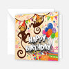 1 edle Geburtstagskarte Happy Birthday für Kinder Affe 14,8x14,8cm mit Umschlag