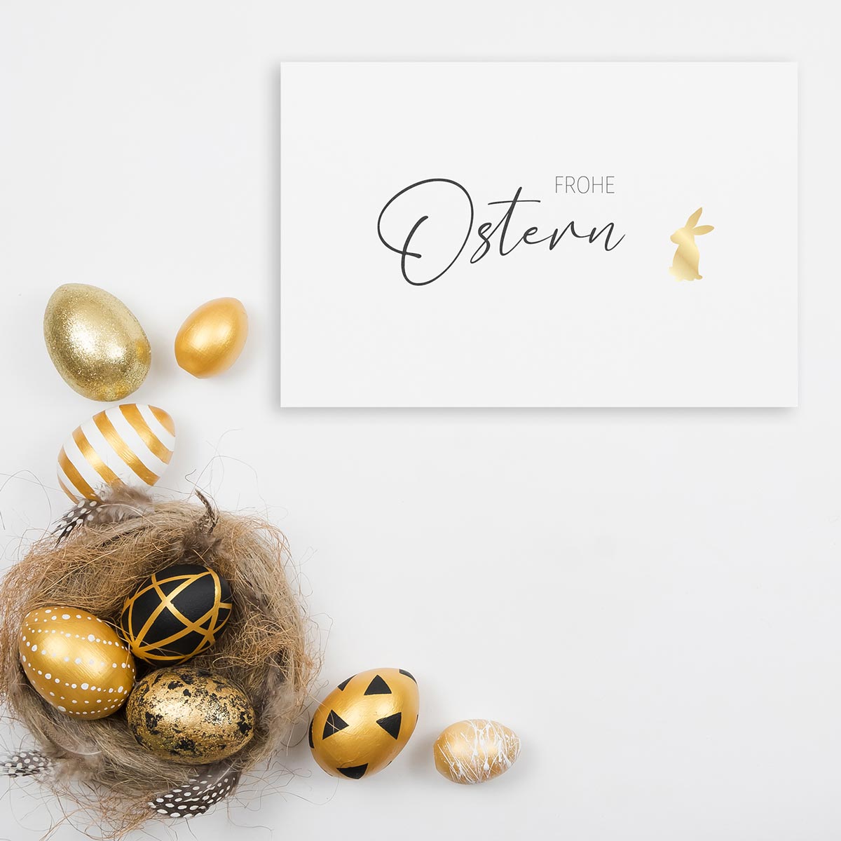 3 edle Osterkarten Designer-Grußkarten Karte Klappkarte Frohe Ostern + Umschlag