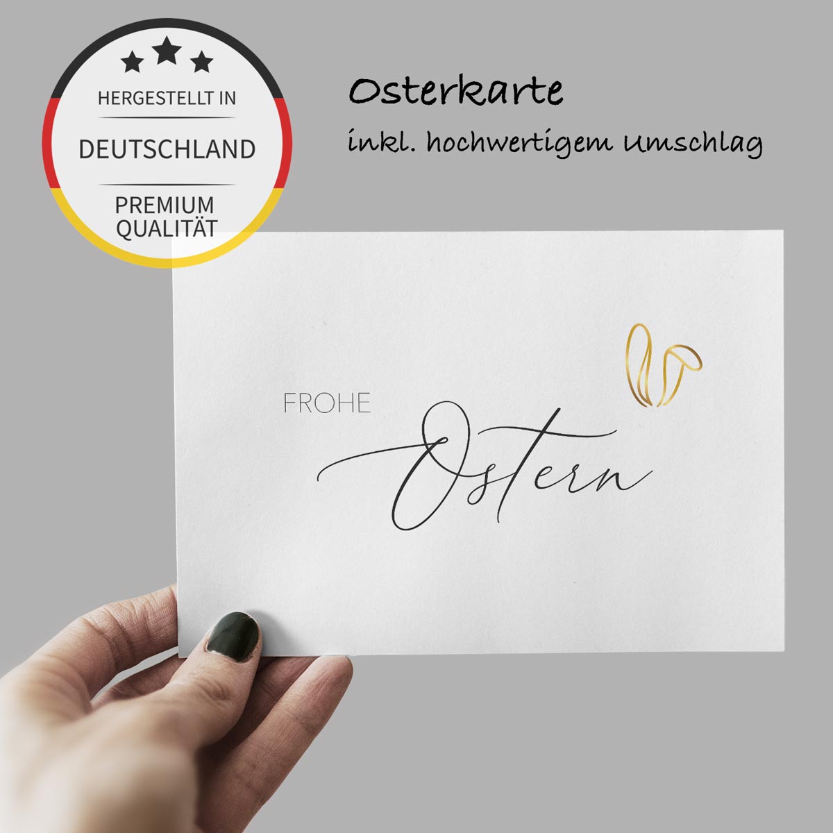 3 edle Osterkarten Designer-Grußkarten Karte Klappkarte Frohe Ostern + Umschlag