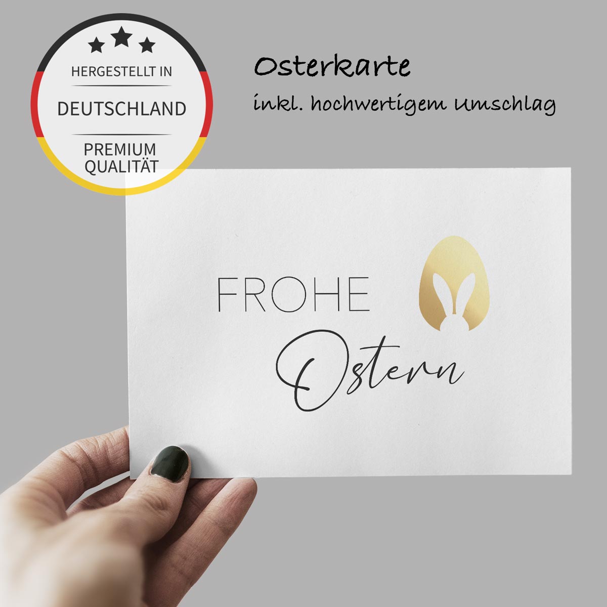 1  edle Osterkarten Designer-Grußkarten Karte Klappkarte Frohe Ostern + Umschlag