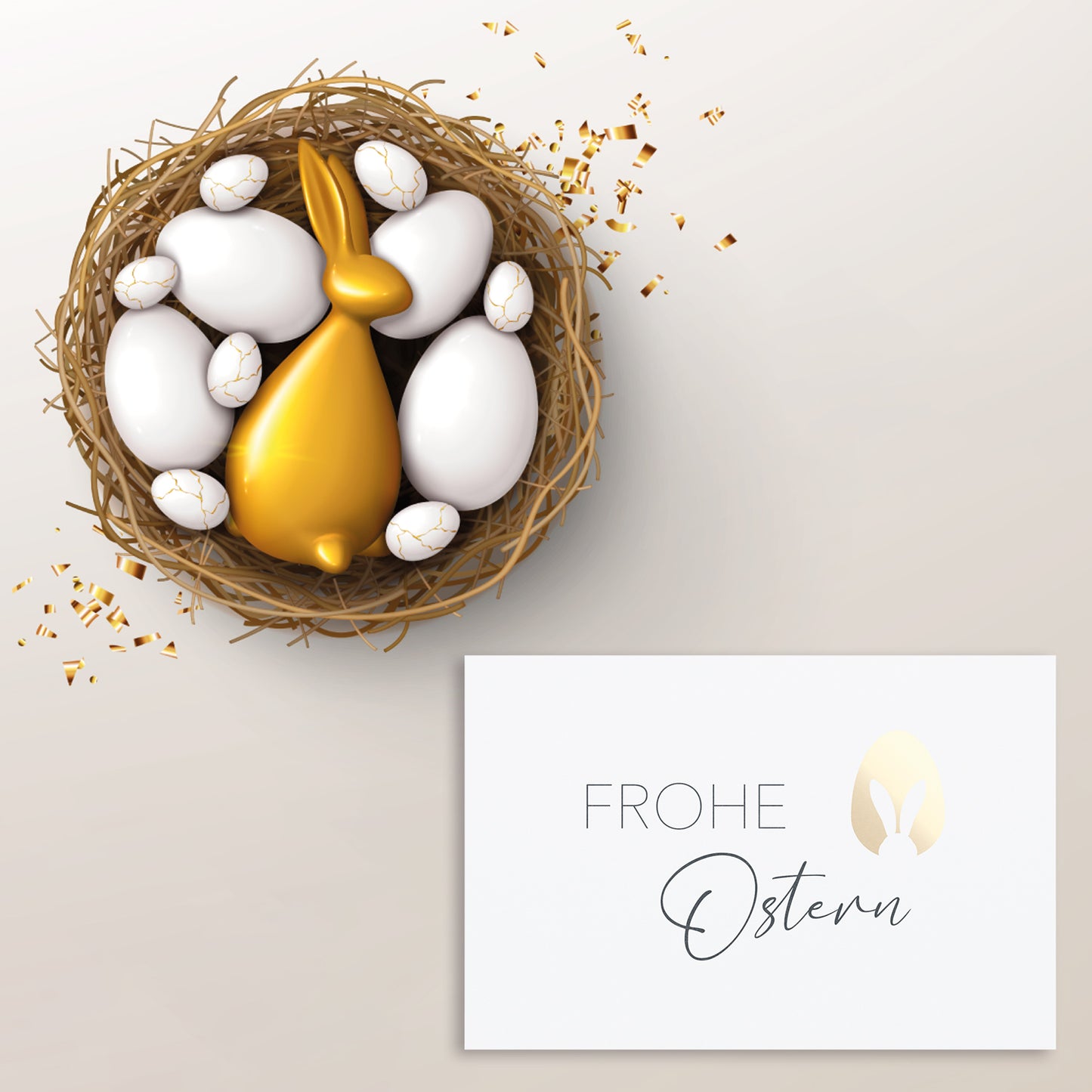 3 edle Osterkarten Designer-Grußkarten Karte Klappkarte Frohe Ostern + Umschlag