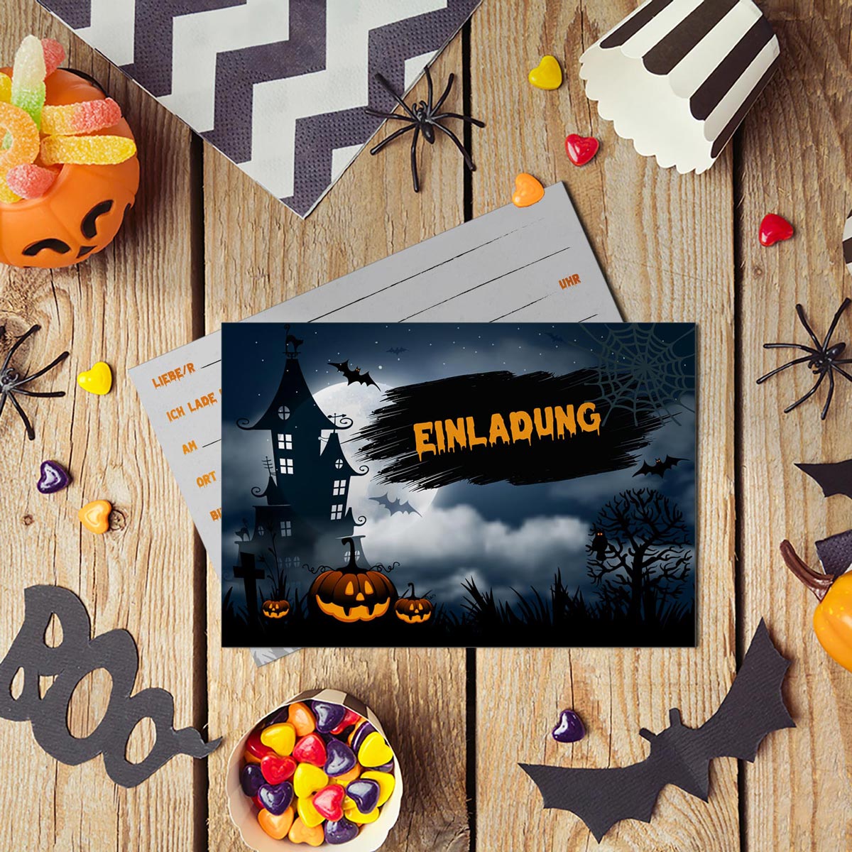 12 Einladungskarten für Halloween Party 10,5x14,8cm mit 12 Kuverts Partyeinladungen