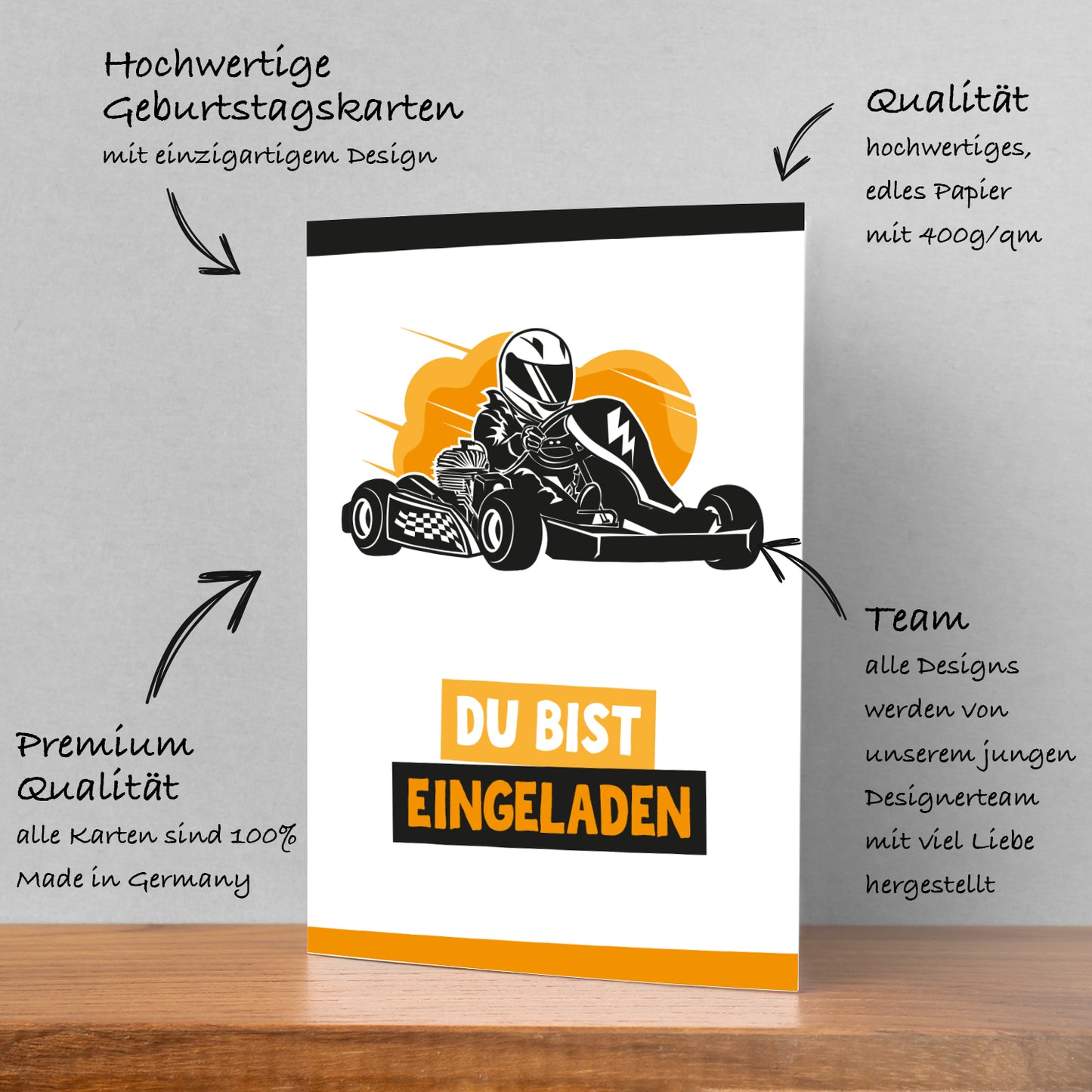 12 Einladungskarten Karte Geburtstagseinladung Kart Kindergeburtstag 14,8x10,5cm