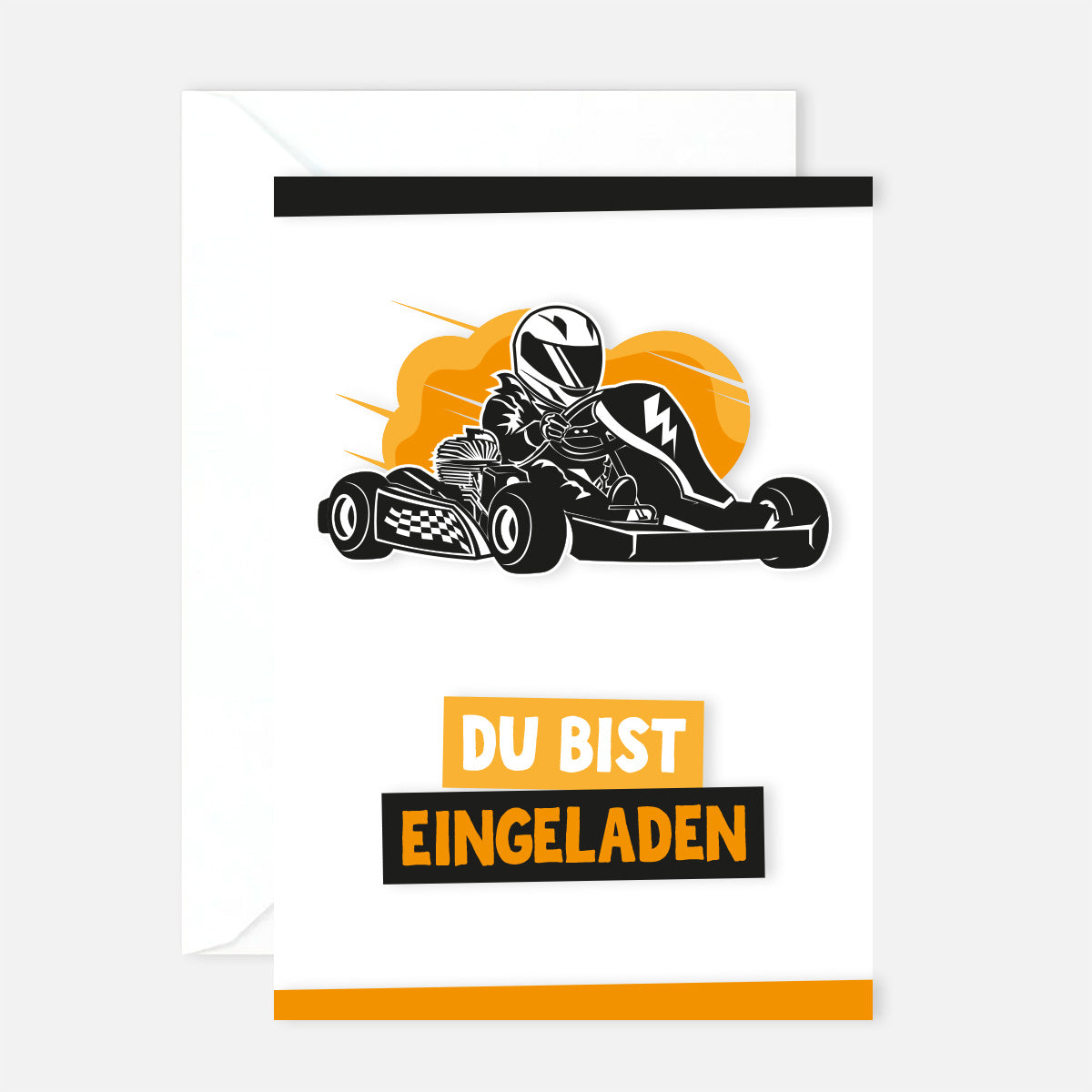 12 Einladungskarten Karte Geburtstagseinladung Kart Kindergeburtstag 14,8x10,5cm