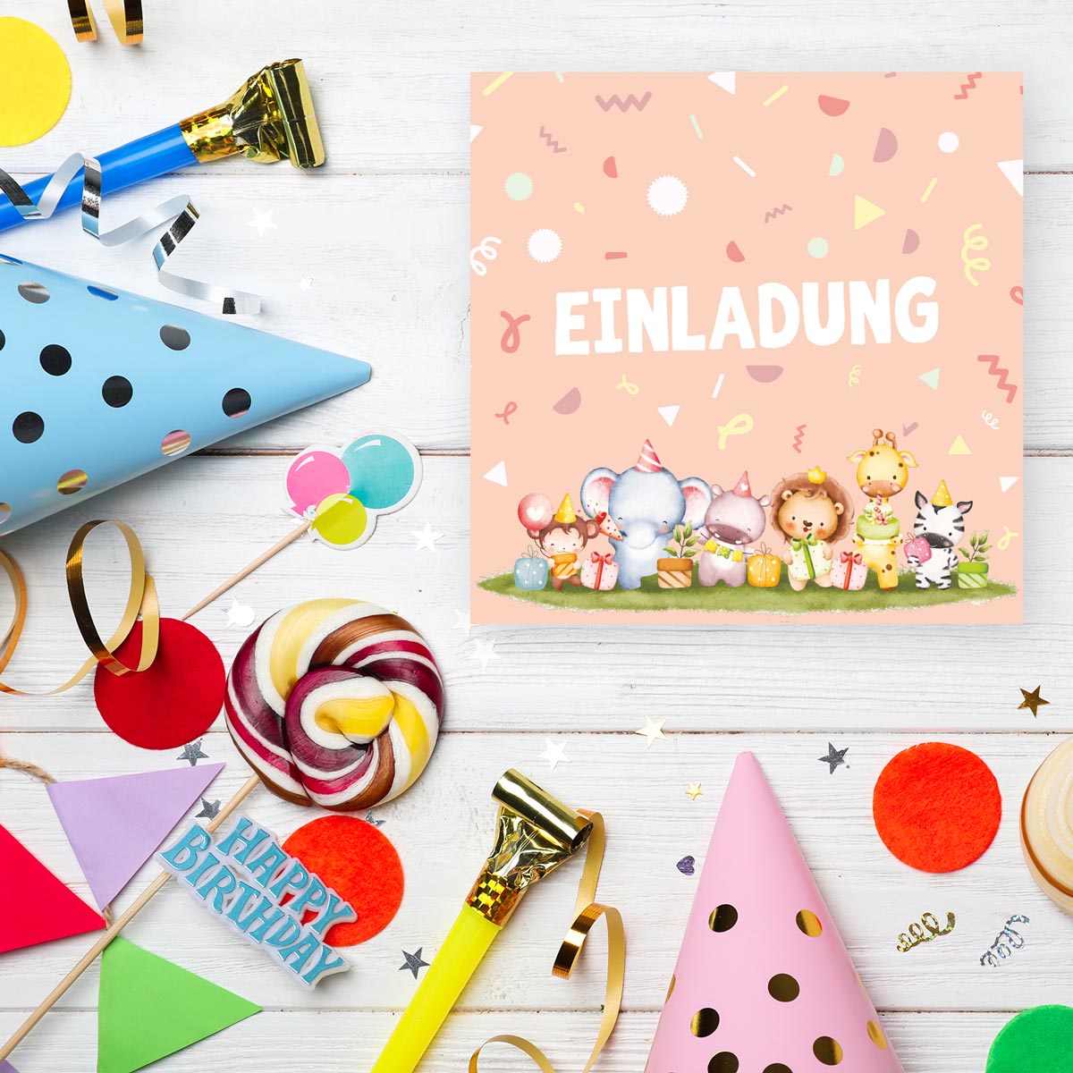 12 Einladungskarten Karte Geburtstagseinladung Mädchen Kindergeburtstag 14,8x14,8cm
