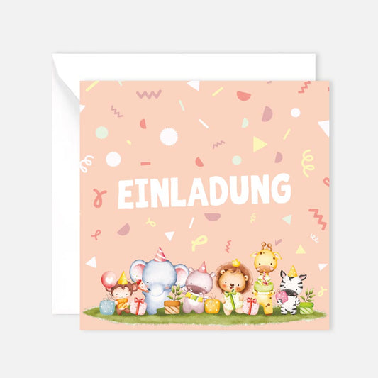 12 Einladungskarten Karte Geburtstagseinladung Mädchen Kindergeburtstag 14,8x14,8cm