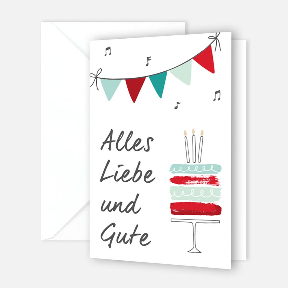 1 Premium Geburtstagskarte Happy Birthday 18x12cm mit Umschlag