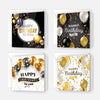 4 Geburtstagskarten Klappkarten Happy Birthday 14,8x14,8cm und 4 weiße Umschläge