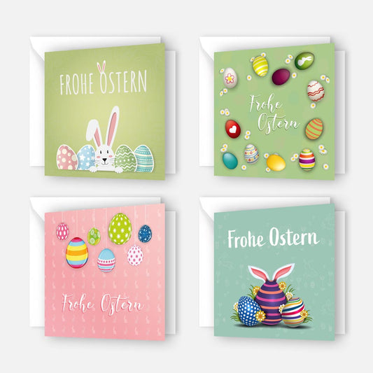 16 Premium Osterkarten Grußkarten Ostern Klappkarten mit 16 weiße Kuverts