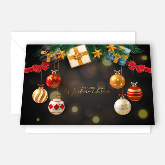 Moderne Weihnachtskarte - Klappkarte mit weißem Kuvert 12x18cm
