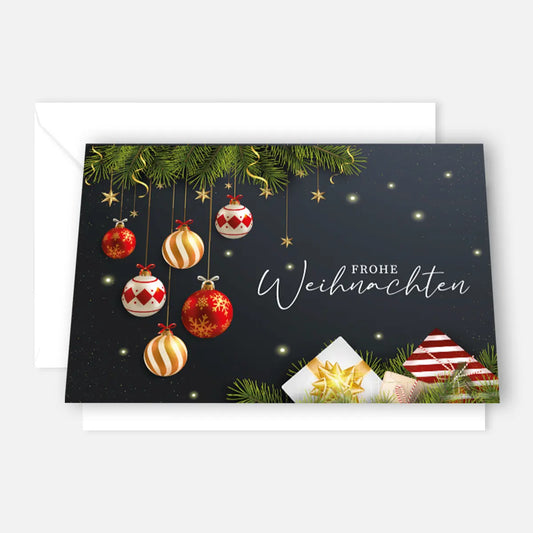 Bezaubernde Weihnachtskarte - Klappkarte mit weißem Kuvert 12x18cm