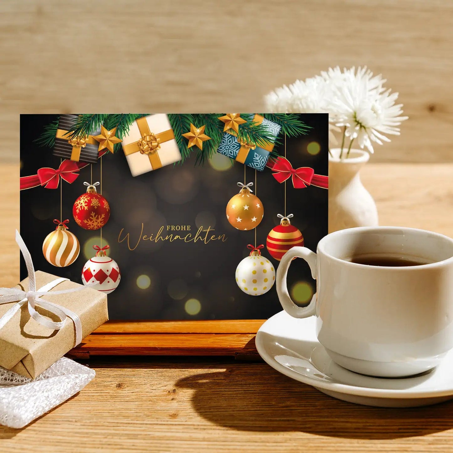 Moderne Weihnachtskarte - Klappkarte mit weißem Kuvert 12x18cm Merz Designkarten