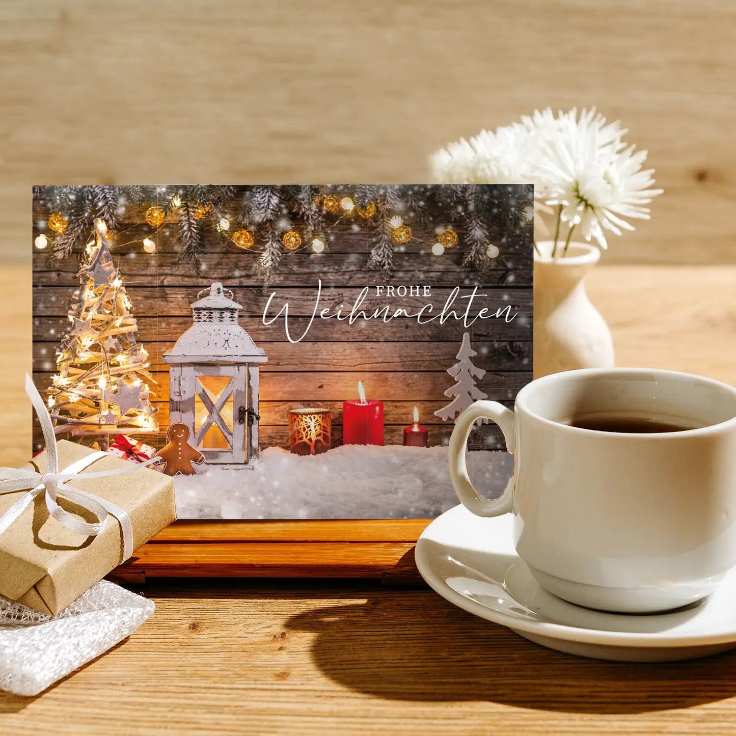 Edle Weihnachtskarte - Klappkarte mit weißem Kuvert Merz Designkarten