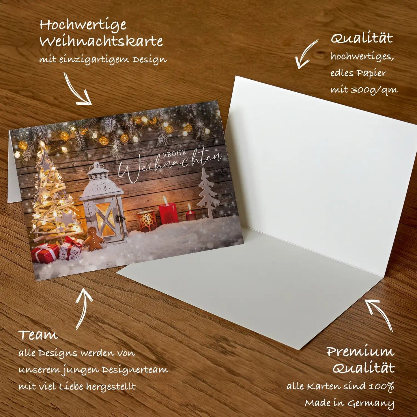Edle Weihnachtskarte - Klappkarte mit weißem Kuvert Merz Designkarten