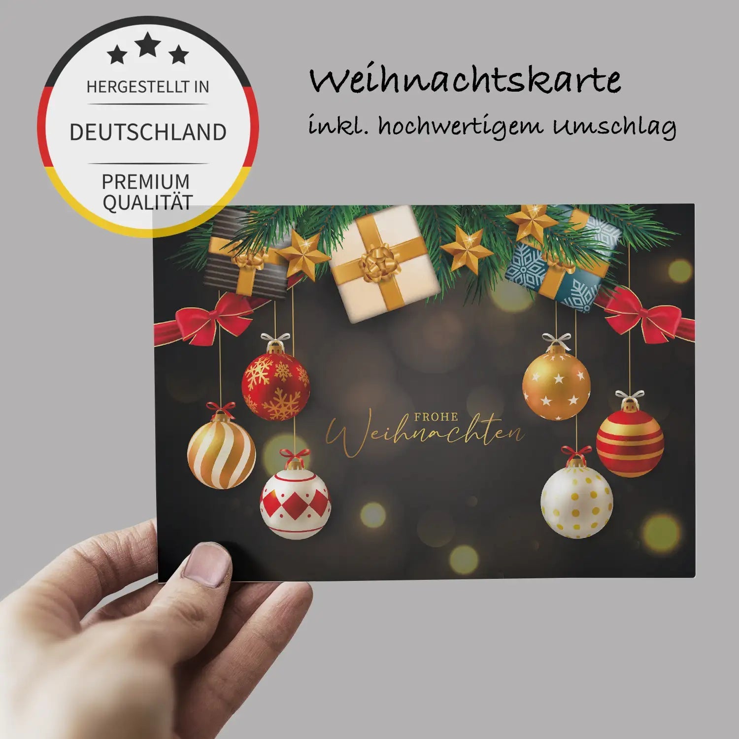 Moderne Weihnachtskarte - Klappkarte mit weißem Kuvert 12x18cm Merz Designkarten
