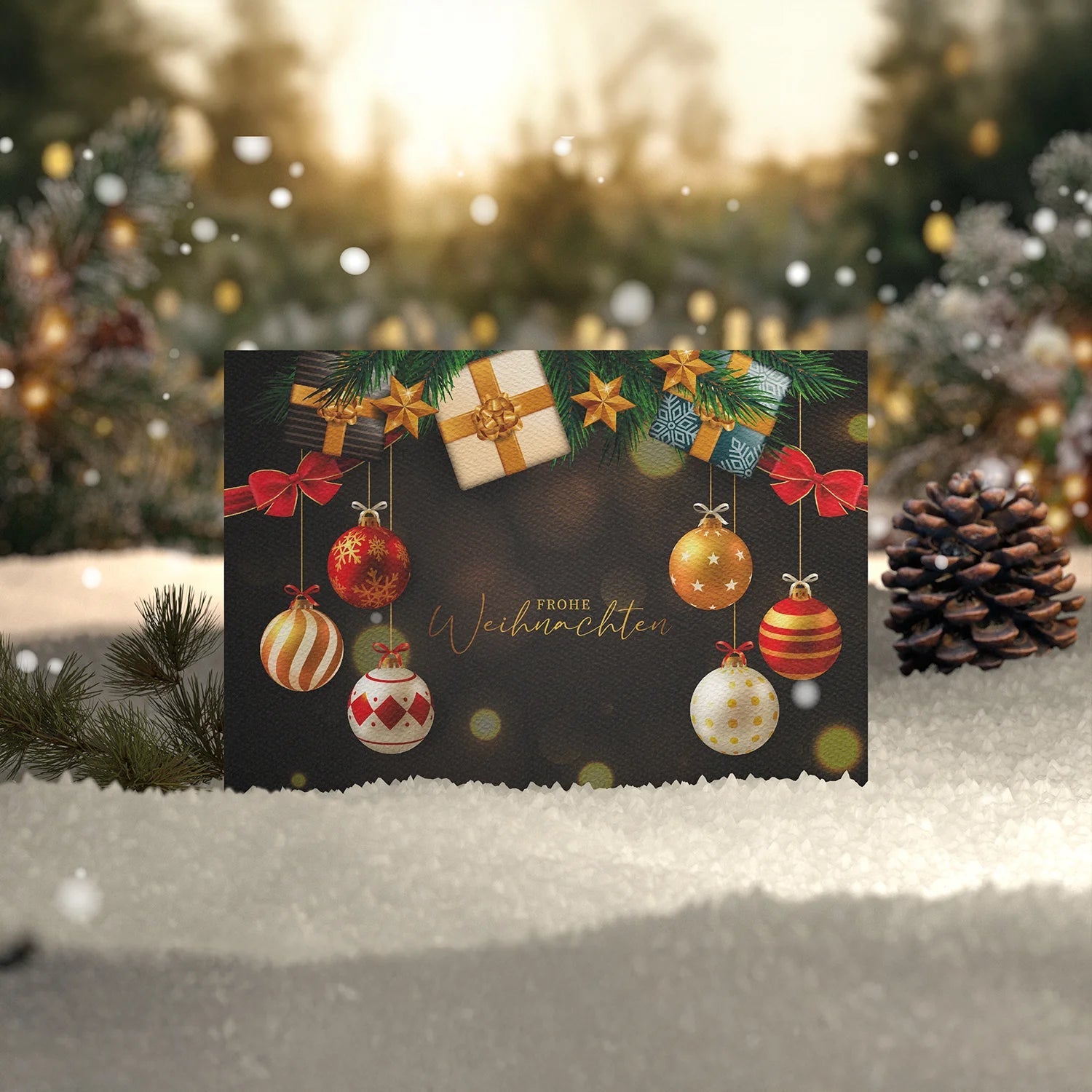 Moderne Weihnachtskarte - Klappkarte mit weißem Kuvert 12x18cm Merz Designkarten