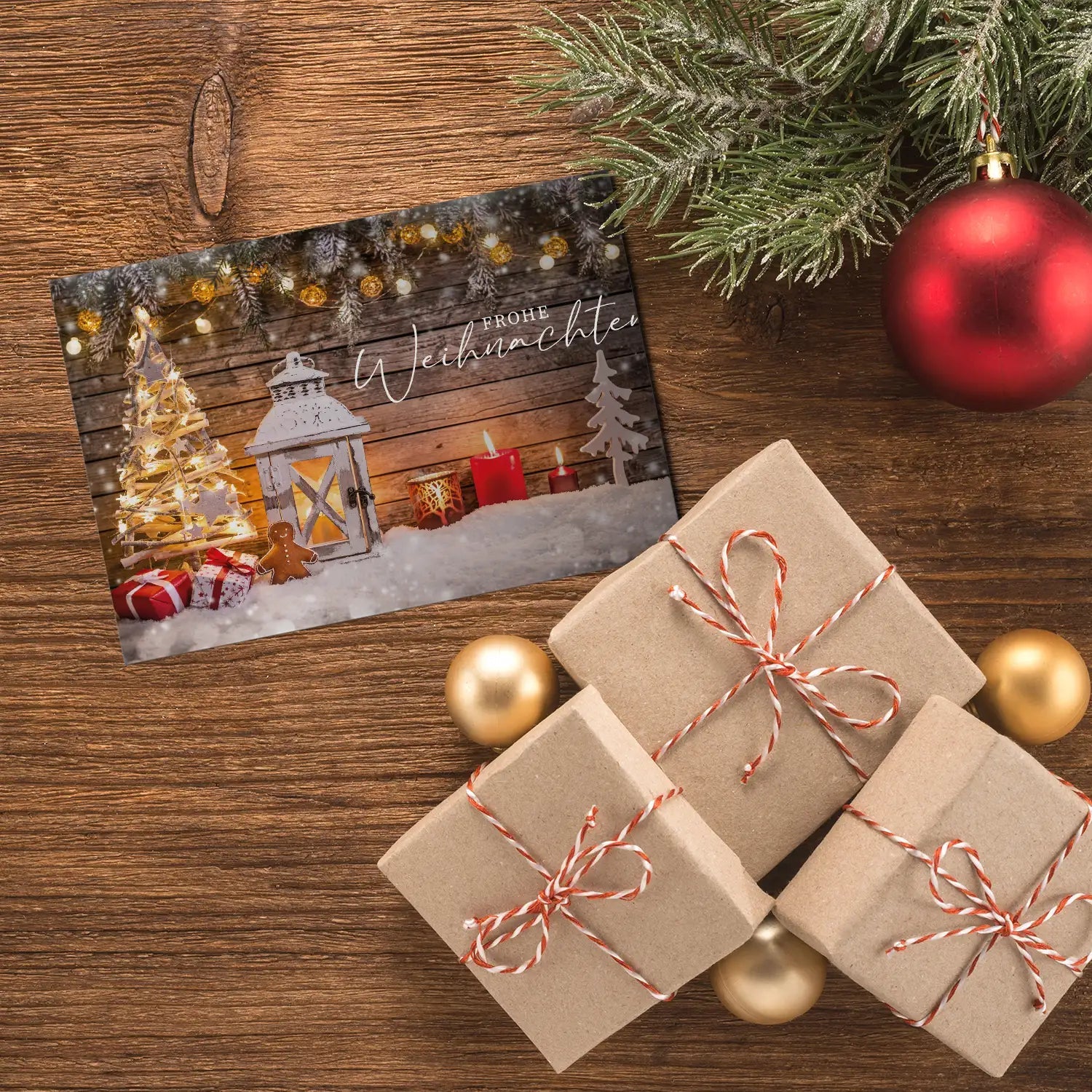 Edle Weihnachtskarte - Klappkarte mit weißem Kuvert Merz Designkarten