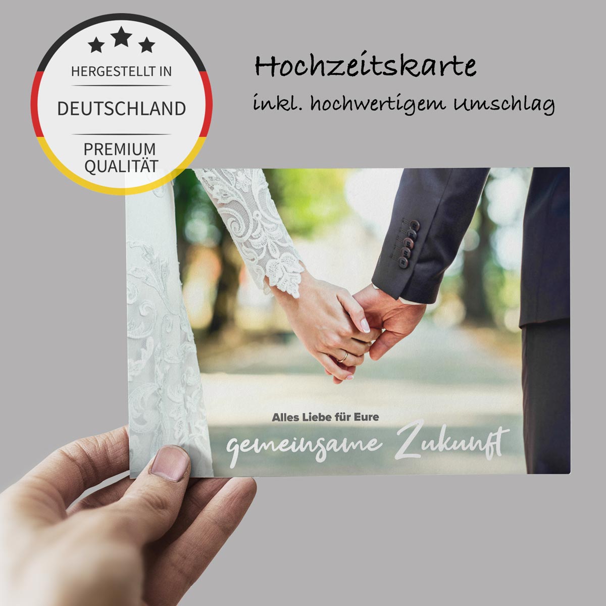 1 Hochzeitskarte 18x12cm mit Umschlag Glückwunschkarte zur Hochzeit Klappkarte