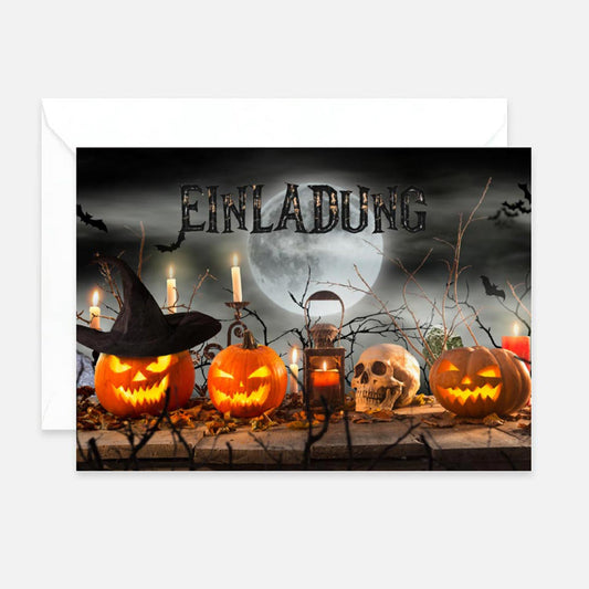 12 Einladungskarten Halloweenparty 10,5x14,8cm Postkarten Halloween + 12 Kuverts