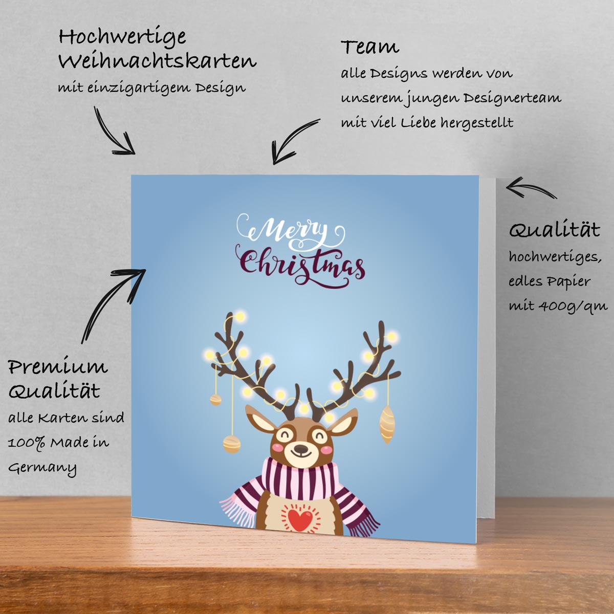 10 Weihnachtskarten Grußkarten für Weihnachten Klappkarten mit Umschlag Karten