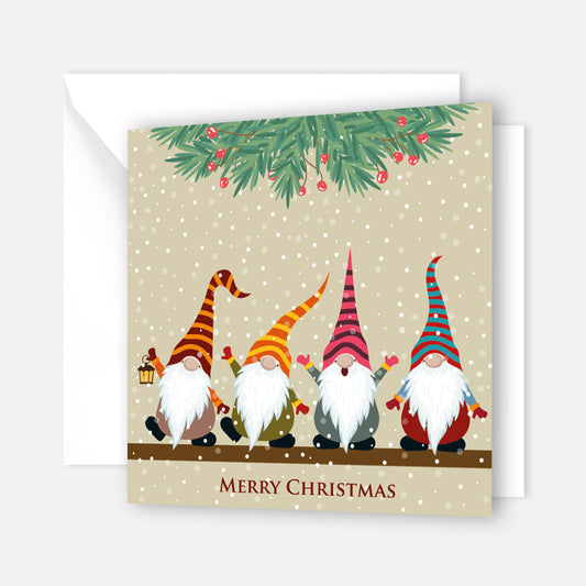 Bezaubernde quadratische Weihnachtskarte - Wichtelmotiv - Klappkarte mit weißem Kuvert