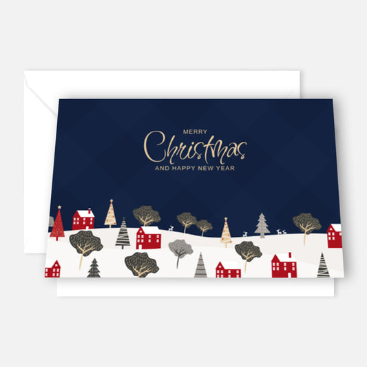 1 Weihnachtskarte Winterlandschaft für Weihnachten - Klappkarte mit Umschlag