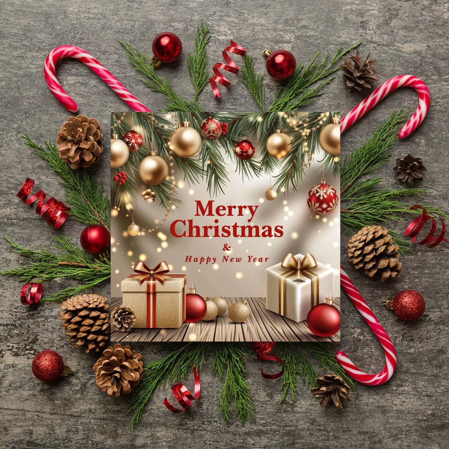 Festliche Weihnachtskarte - Klappkarte - 14,8x14,8cm - Merz Designkarten