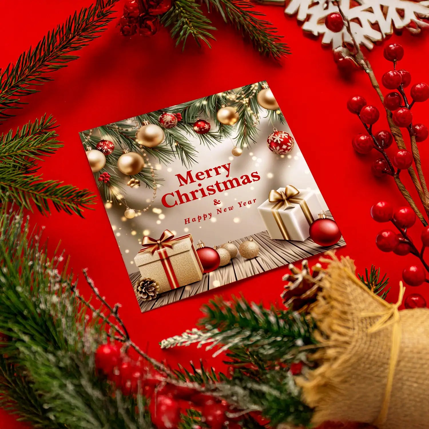 Festliche Weihnachtskarte - Klappkarte - 14,8x14,8cm - Merz Designkarten