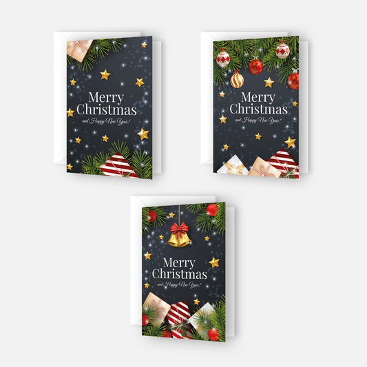 3 bezaubernde Weihnachtskarten im Set mit 3 weissen Kuverts